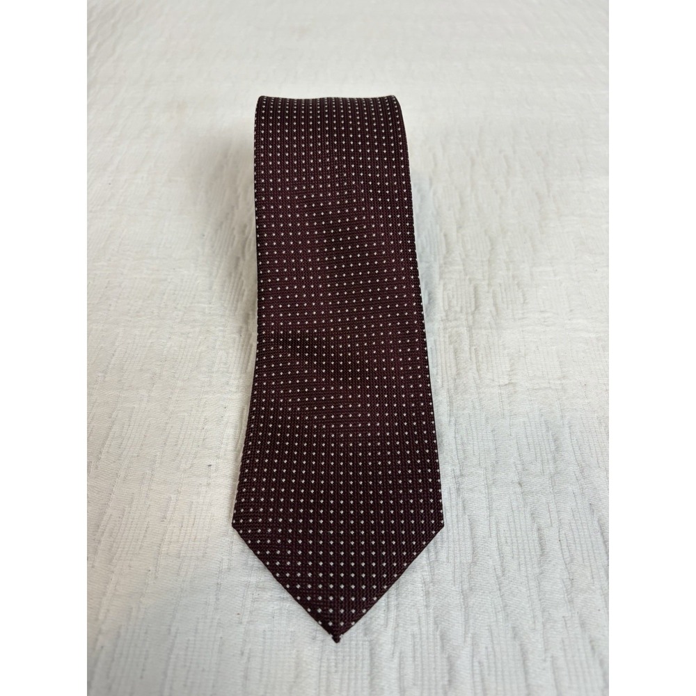 NORDSTROM RACK Mens  Tie Red Polka Dots Poly/Silk Blend  Necktie